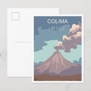 Colima Mexico Art Vintage Reise Illustration Postkarte