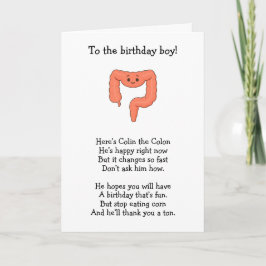 Colin the Colon Birthday Card Karte
