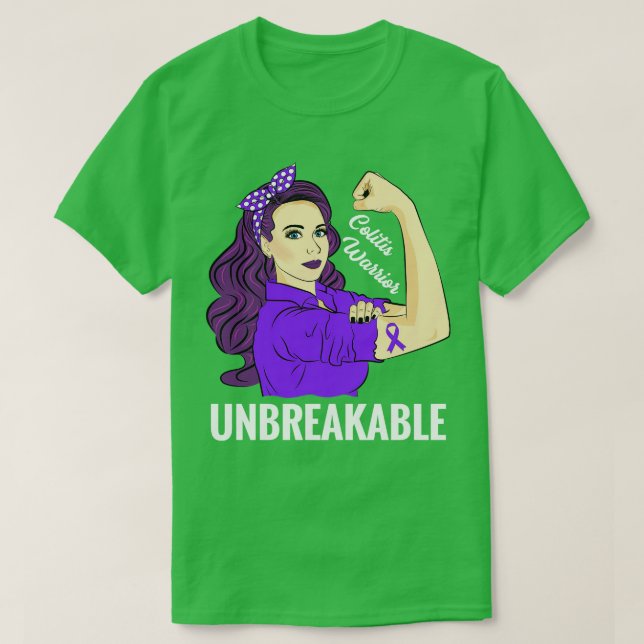 Colitis Awareness Ulcera Crohns Warrior Unbrea T-Shirt (Design vorne)