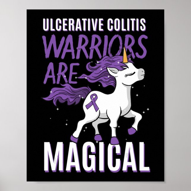Colitis-Bewusstsein IBD Unicorn Lila Ri Poster (Vorne)