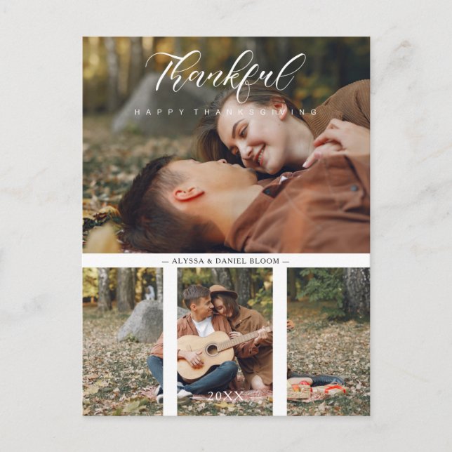 Collage 2 Fotos Couple Happy Thanksgiving Postkarte (Vorderseite)