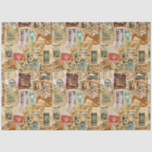Collage Aged Postage Ephemera Seidenpapier