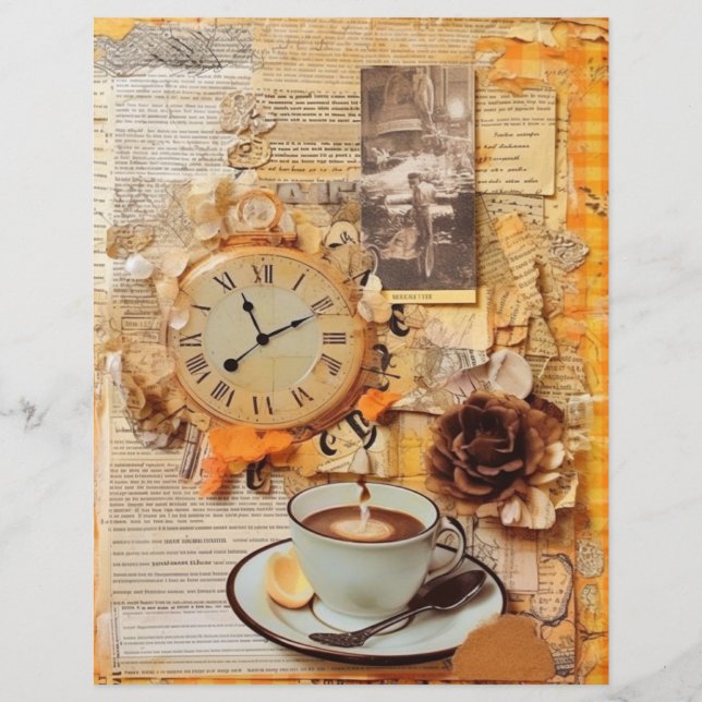 Collage Alte Papierausschnitte Orangenwäsche (Vorderseite)