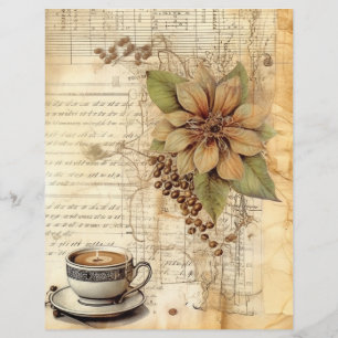 Collage Alte Papiertasse Kaffee Tee leichte Blume