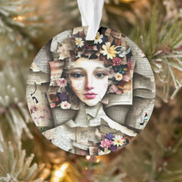 Collage Art | Ein Hübsches Mädchen aus Buchseiten Ornament