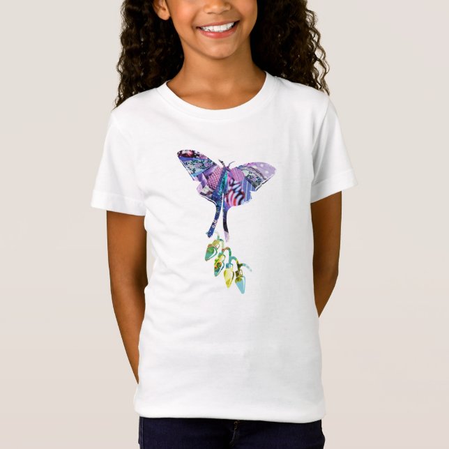 Collage Art Insektenkunst BUTTERFLY XMAS LIGHTS T-Shirt (Vorderseite)