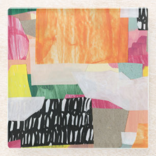Collage Art, modern bunt abstrakt. Glasuntersetzer