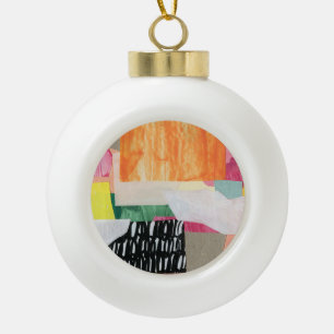Collage Art, modern bunt abstrakt. Keramik Kugel-Ornament