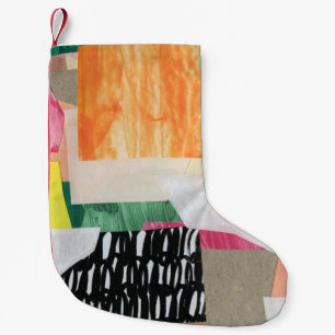 Collage Art, modern bunt abstrakt. Kleiner Weihnachtsstrumpf