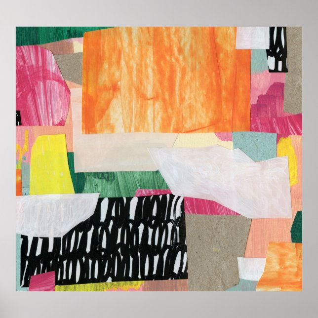 Collage Art, modern bunt abstrakt. Poster (Vorne)