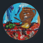 Collage Art StillLife Naturemort Pop Art Wall Clok Große Wanduhr<br><div class="desc">Cool ,  poppy colorfull collage art clock.</div>