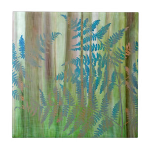 Collage aus Adlerfarnen und Wald Seabeck, WA Fliese