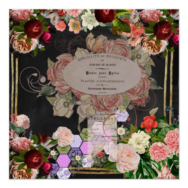 Collage aus Shabby Chic, französisch chic, ländlic Poster (Vorderseite)