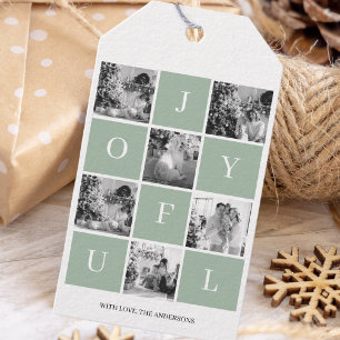 Collage Christmas Foto   Pastel Green Joyful Geschenkanhänger