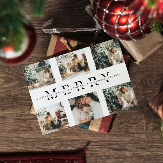 Collage Christmas Sechs Fotos | Merry Holiday Post Postkarte (Von Creator hochgeladen)
