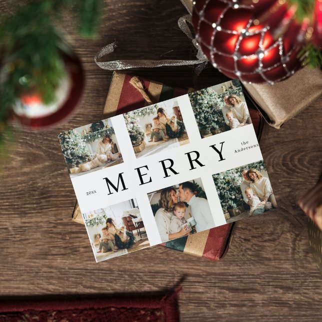 Collage Christmas Sechs Fotos | Merry Holiday Postkarte (Von Creator hochgeladen)