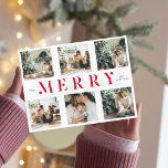 Collage Christmas Sechs Fotos | Merry Red Holiday Postkarte<br><div class="desc">Collage Christmas Sechs Fotos | Merry Red Holiday</div>