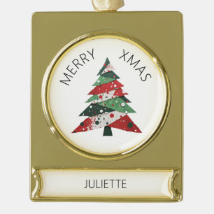 Collage Christmas Tree Banner-Ornament Gold