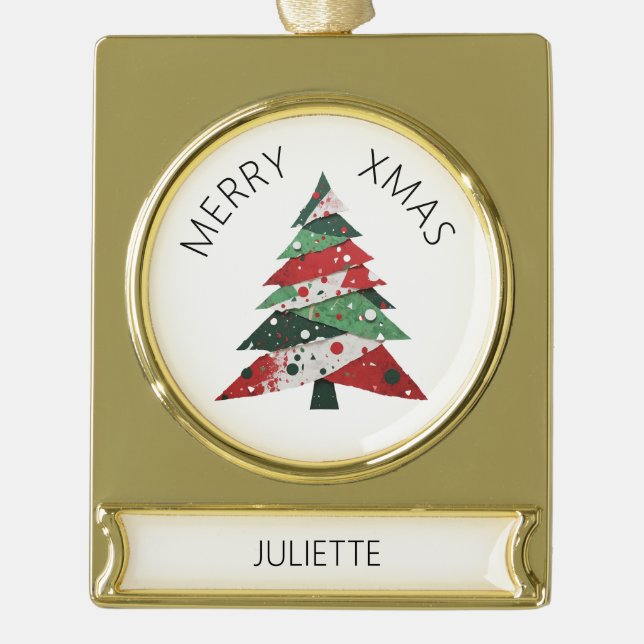 Collage Christmas Tree Banner-Ornament Gold (Vorderseite)