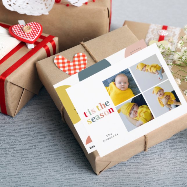 Collage Christmas Vier Fotos | Die Jahreszeit Postkarte (Von Creator hochgeladen)