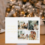 Collage Christmas Vier Fotos | Wunderbarer Urlaub Folien Feiertagspostkarte<br><div class="desc">Weihnachtsfamilie Foto | Holiday Hugs Postkarte</div>