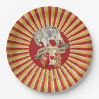 Collage Circus Elephant Vintag Stripe Poster