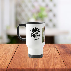 Collage Couple Foto & Hugs and Kisses Phrase Liebe Reisebecher