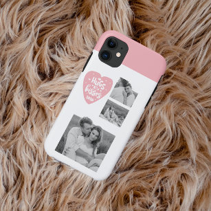 Collage Couple Foto & Hugs and Kisses PInk Herz Case-Mate iPhone Hülle