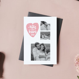 Collage Couple Foto & Hugs and Kisses PInk Herz Feiertagskarte