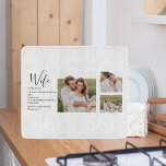 Collage Couple Foto & Lovely Romantic Ehefrau Gift Schneidebrett<br><div class="desc">Collage Couple Foto & Lovely Romantic Ehefrau Gift</div>