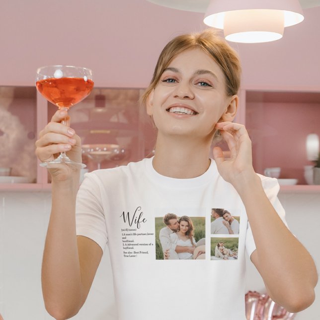 Collage Couple Foto & Lovely Romantic Ehefrau Gift T-Shirt (Von Creator hochgeladen)