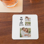 Collage Couple Foto & Lovely Romantic Quote Rechteckiger Pappuntersetzer<br><div class="desc">Collage Couple Foto & Lovely Romantic Quote</div>