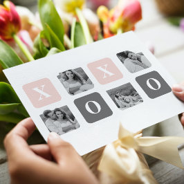 Collage Couple Foto & Pastel Pink & Gray XOXO Feiertagspostkarte