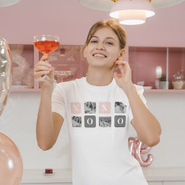 Collage Couple Foto & Pastel Pink & Gray XOXO T-Shirt