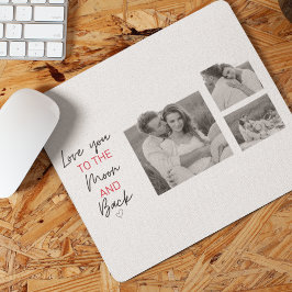 Collage Couple Foto & Romantisches Zitat zum Mond Mousepad