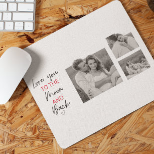 Collage Couple Foto & Romantisches Zitat zum Mond Mousepad