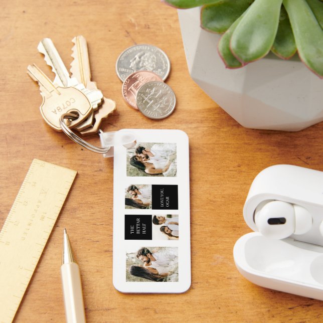 Collage Couple Foto | Valentingeschenk Schlüsselanhänger (Schreibtisch)