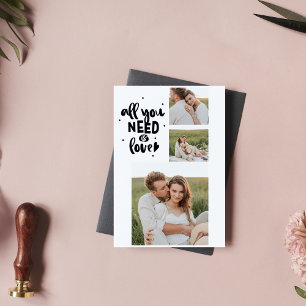 Collage Couple Photo & All You Need Is Love Quote Magnetkarte
