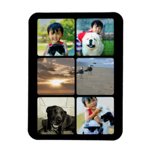 Collage Custom Foto Six Square Frame Picture Magnet