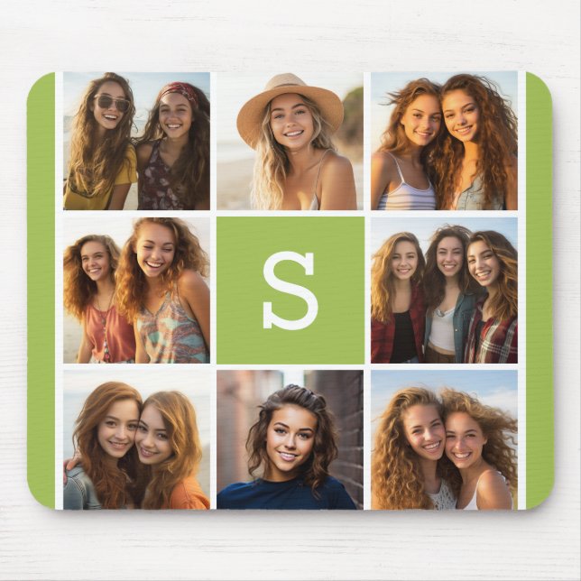 Collage Custom Monogram - Lime Green Mousepad (Vorne)
