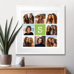 Collage Custom Monogram - Lime Green Poster<br><div class="desc">Für dieses Design können Sie Instagram-Fotos verwenden. Verwenden Sie 8 quadratische Foto,  um ein einzigartiges und persönliches Geschenk zu kreieren. Oder man behalte den Hipster Welpe und macht einen trendigen Sake. Wenn Sie die Bilder anpassen müssen,  klicken Sie auf das Werkzeug anpassen,  um Änderungen vorzunehmen.</div>