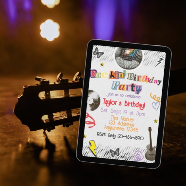 Collage Cut Out Rockstar Birthday Einladung (Von Creator hochgeladen)