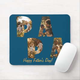 Collage Cutout Letters PAPA I Blue Mousepad