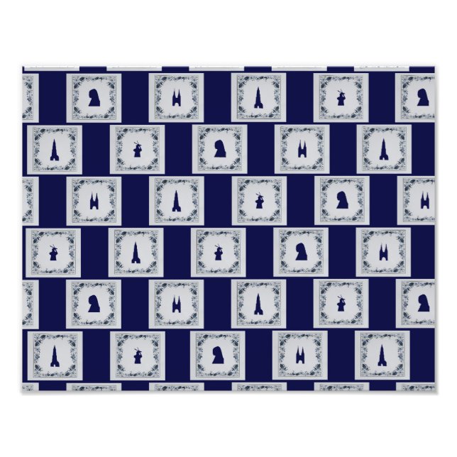 Collage Delft blaue Fliesen Fotodruck (Vorne)