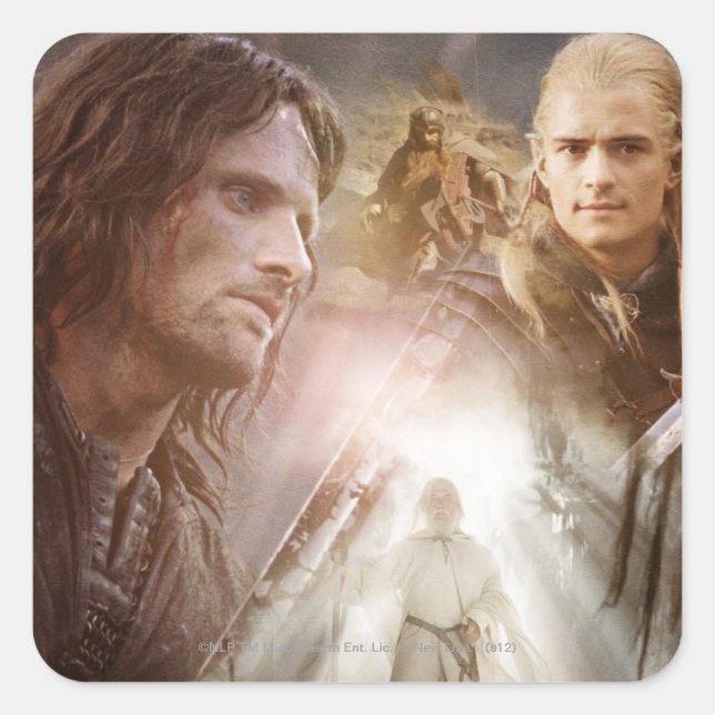 Collage der Charaktere Quadratischer Aufkleber (Vorderseite)