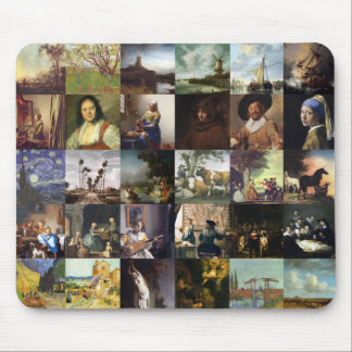Collage der Malereien von Van Gogh, von Vermeer, Mousepad