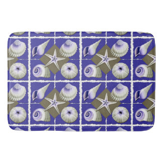 Collage der Seashells lila u. des olivgrünen Grüns Badematte
