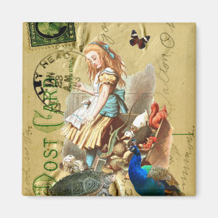 Collage der Vintagen Alice im Wunderland Magnet