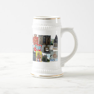 COLLAGE DES POLITUR-ANBLICKS UND DER SYMBOLE BIERGLAS