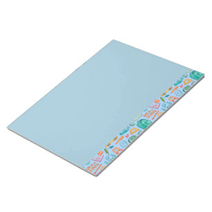 Collage des Schulbedarfs auf Blau Notizblock